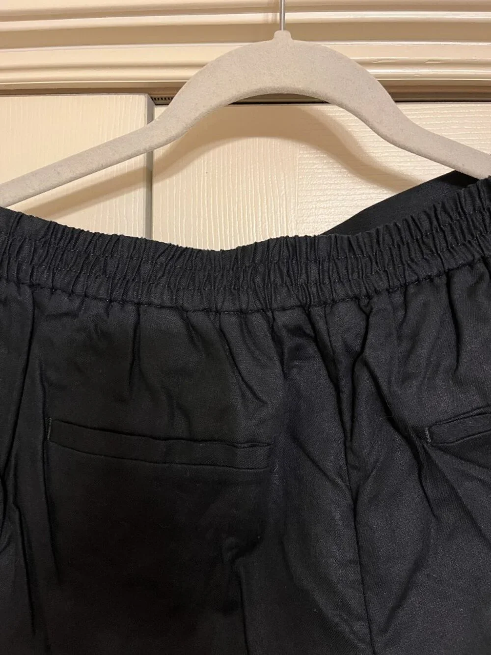 Banana Republic Linen-Blend Elastic Waist Wide-Leg Cropped Pants - Black (Medium